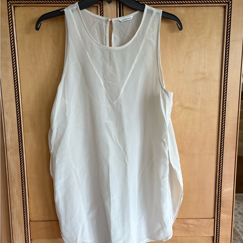 Club Monaco White Sleeveless Boxy Tank Top